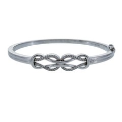 Vintage Sterling Silver 925 Diamond 0.24tcw Infinity Knot Bangle Bracelet 7″