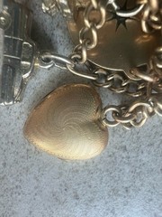 Vintage 7″ 12K GF Gold Filled Charm Bracelet 9 Charms Old Locket Fob 32g H6