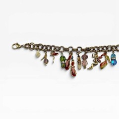 Kirks Folly Charm Bracelet Fairy Shoes Crystal Gold Tone Vintage Box