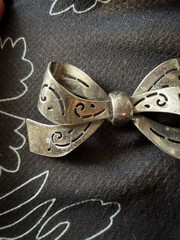 Retro Vintage Bow Openwork CORO STERLING Silver 925 Brooch Collar Pin Signed