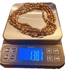Vintage Estate 61” Copper Bronze Baroque Freshwater Pearl Endless Necklace