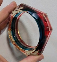 Vintage Bangle Bracelet Rainbow Punk Resin New Wave Jewelry
