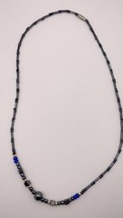 Hematite Blue Bead Vintage Barrel Clasp Necklace
