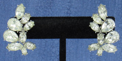 Signed Givenchy EARRINGS New York Paris Clear Crystal Rhinestone Hinged Clip On