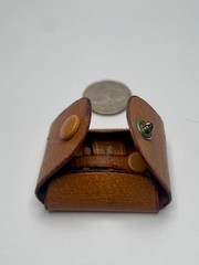 Vintage English Leather Double Sided Square Cufflinks in Leather Travel Case