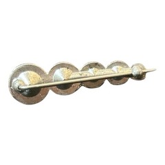 Vintage Graduated Clear Rhinestone Bar Brooch Silver Tone 1.25in