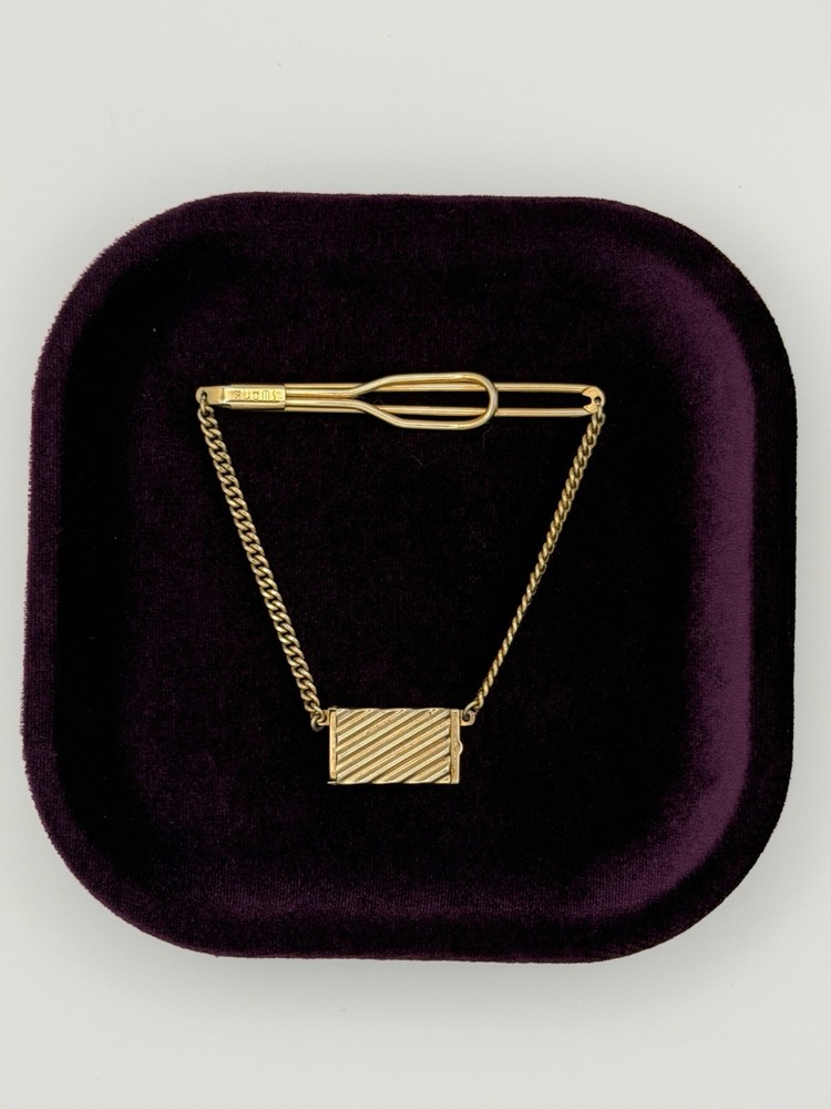 Vintage SWANK Sweetheart Tie Chain Locket 1940-1950 Gold Tone Secret Photo Deco