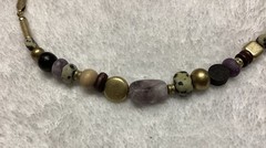 Vintage Gold Tone Purple Lilac Stone Choker 16”