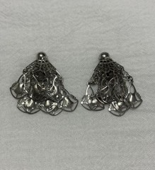 Vintage Norwegian Sølje filigree dangle clip on earrings silver tone