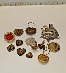 Lot of 13 Older Vintage Pendants,Button Covers,Cameo Brooche & Others