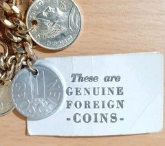 Vintage 14 Coin Bracelet Coins From Around The World 7”