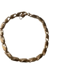 Vintage Korea Signed Gold Tone Geometric Cut Out Link Bracelet Size 7