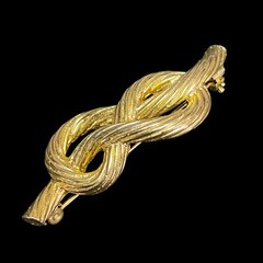 Vintage Brooch GoldTone Rope Twisted Knot Knotted 2.25″ Long