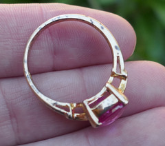 Vintage Vermieled Sterling Silver & Faceted Pink Stone Ring – Size 9.75