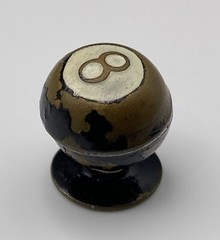 Vintage OLD Handmade Black Enamel Magic 8 BALL Pool Good Luck Pendant Charm