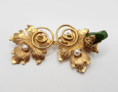 Vintage Gold tone Brooch Lot 4 pieces Crown Trifari MFA Butterfly Leaf Star