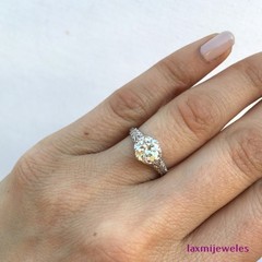 1.50Ct Old European Cut Lab-Created Diamond Ring Set Vintage Art Deco Filigree