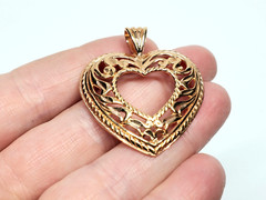 DAVID SIGAL 925 Silver Rose Gold Plated Open Swirl Love Heart Pendant PT4024