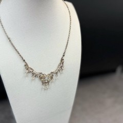 Vintage Style Silver Tone Rhinestone Filigree Dangle Choker Necklace Women’s