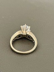 14KT White Gold 1.50CTW (1.00CT Center) Diamond Engagement Ring. Size 4.5 (H10)