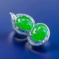 Original EARTH MINED Jadeite JADE DIAMOND Deco Pendant Medallion 18K WHITE GOLD
