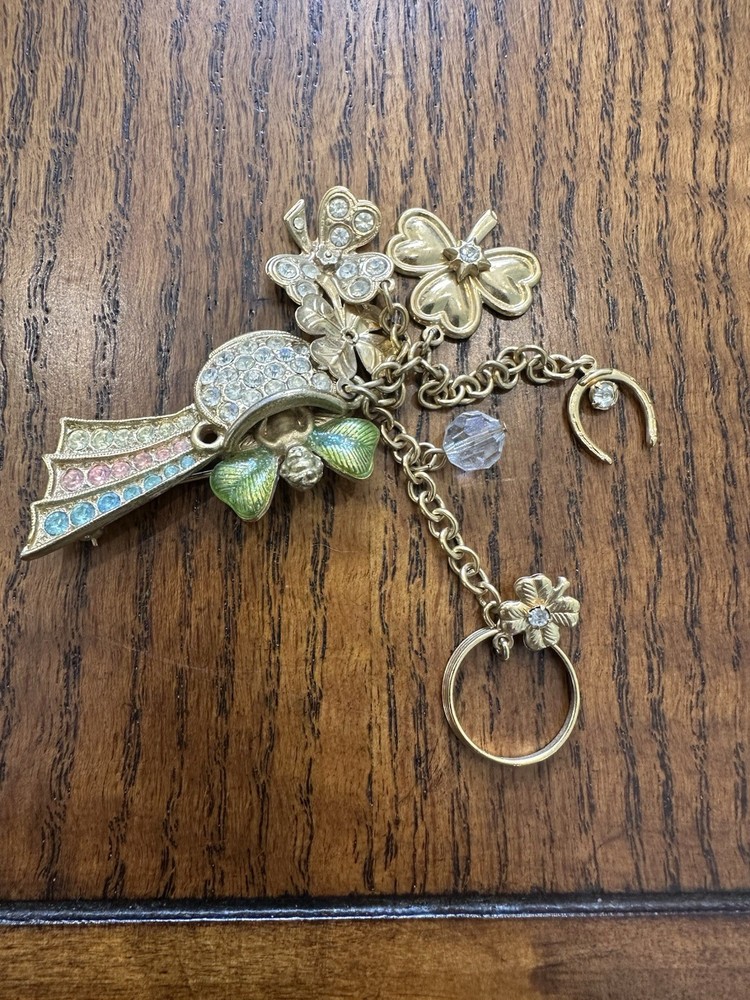 Vintage Kirk’s Folly St. Patrick’s Day / Good Luck Chatelaine Brooch