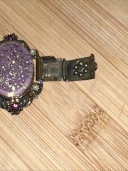 VINTAGE SELRO/SELINI PURPLE CONFETTI PLASTIC PANEL BRACELET- UNSIGNED