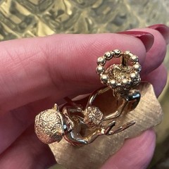 Solid 14k Gold William Ruser “The Two Angels” Brooch Fur Clip 30g Ruby Sapphire