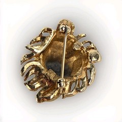 Donald Stannard Sculptural Lion Designer Gold Plate Brooch Vintage Rare HTF 24mm