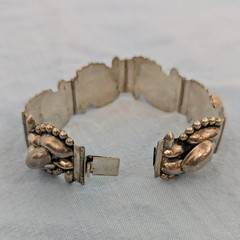 Vintage CMB Mexican Sterling Silver Hinged Link Bracelet – 6 7/8 inch