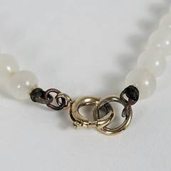 Vintage Translucent White Glass Beaded Necklace 30 In Sprint Ring Clasp 6.3mm