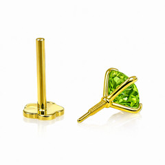 14K Yellow Gold Round CZ Birthstone Cartilage Barbell Earring With Screw Back