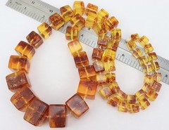 32″ Vintage Baltic Amber Graduated SQUARE Bead Necklace Knotted 130 Grams 8-24mm