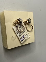 USSR 583 Gold Earrings Garnet Flower Design NOS Soviet Russian Jewelry Tag 4.22g