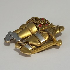 Vtg Danecraft Brooch Pin Gardening Tools Gardner Flower Pots Watering Can Estate