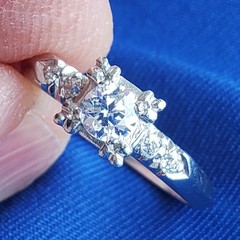 Original EARTH MINED DIAMOND Deco Engagement Ring Vintage PLATINUM Solitaire 6.5