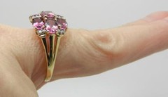 VINTAGE 10K YELLOW GOLD PINK TOURMALINE DIAMOND RING – SIZE 7 – LB2964