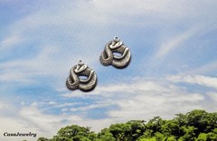 #0477 ANTIQUED .925 STERLING SILVER PLATED SNAKE W/TOP HANG RING – 2 Pcs