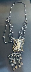 Elegant Vintage Style Necklace features Antique Natural White Stones