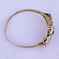 Antique 18ct Gold Art Deco Diamond Filigree Band Ring 0.06ct Natural Size 8.25