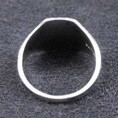 VINTAGE 1960s RHODIUM Nickel Silver SIGNET RING Size 6 Leaf Etched NOS MINT
