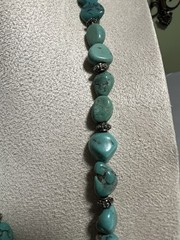 Vintage Southwestern Chunky Turquoise Nugget Necklace – 22″ Matinee, 67g