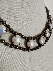 Vintage De Luxe NYC A’Dam Opalescent Glass Carbochon Choker Necklace Indie