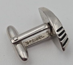 Vintage Speidel Silver Tone Eye Shaped Bullet Back Cufflinks