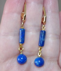 LAPIS LAZULI 45 MM DROP ELONGATED LEVER BACK EARRINGS