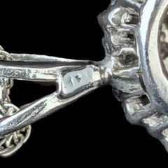 Vintage Emerald Baguette Cut Diamonds 14k White Gold Ballerina Pendant Necklace