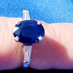 EARTH MINED SAPPHIRE DIAMOND Deco Engagement Ring Vintage PLATINUM Solitaire 3CT