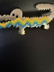 TC Signed Enamel Anthropomorphic Alligator Brooch Pin Silver Cute Character 80’s
