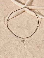 1pc Vintage Leather Stone Pendant Choker Necklace Women Boho