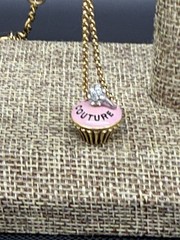 Vintage Juicy Couture Cupcake Enamel Crystal 19” Necklace New